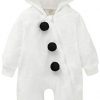 Baby Boy Girls Christmas Romper Velvet Hoodied Snowman Jumpsuit Toddler Pajama Xmas Clothes