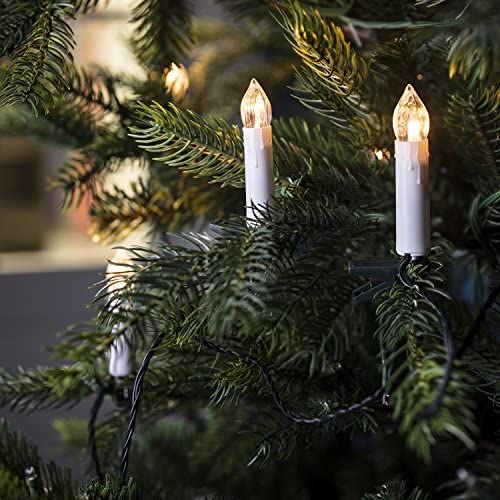 50 Warm White LED Flameless Christmas Candle Indoor String Lights with Tree Clips