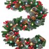 9 Foot by 10 Inch 100 LED Christmas Garland Battery Operated with Lights,Prelit Christmas Garland Greenery Outdoor Lighted Pine Garland, Mantle Garland Christmas Holiday Decoration Indoor (Color)