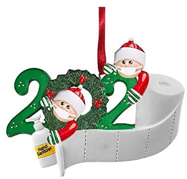 BYSport Christmas Ornament Kit, 2020 Quarantine Survivor Family Customized Christmas Decorating Set DIY Creative Gift, Christmas Tree Pendant, Personalized 1-6 Family Members. (2People)