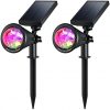CREATIVE DESIGN Solar Lights Outdoor Colored Solar Spotlight Outdoor, Wall Lights Solar Christmas Lights with Auto On/Off for Garden, Christmas, Holiday Decoration(2 Pack)