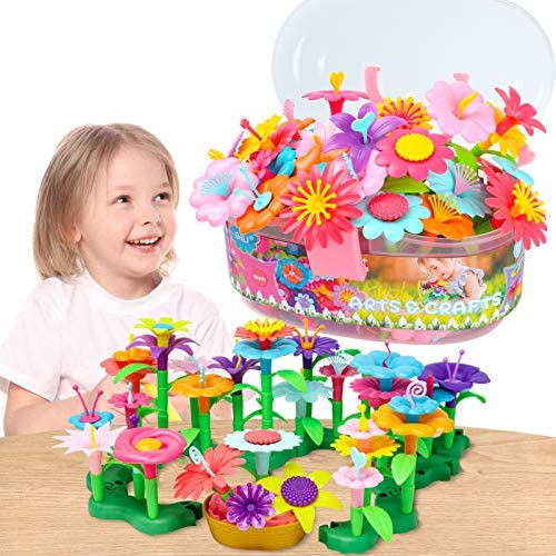 GILI Flower Garden Building Toys, Build a Bouquet Sets for 3, 4, 5, 6 Year Old Toddler Girls, Arts and Crafts for Little Kids Age 3yr Up, Best Top Christmas Birthday Gifts for Creativity Play (120PCS)
