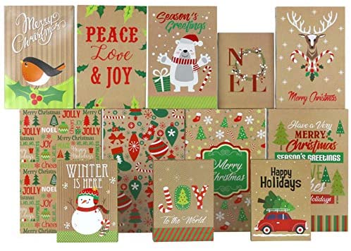 Iconikal Christmas Holiday Kraft Gift Boxes - 3 Sizes, 12-Pack