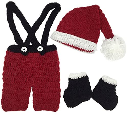Jastore Infant Newborn Costume Photography Prop Santa Claus Knitted Outfit
