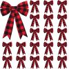 WILLBOND 20 Pieces Christmas Plaid Bows Red and Black Buffalo Check Bows Holiday Decorative Bows for Xmas Tree Home Decor, 5 x 7 Inch