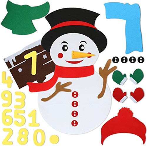 king do way DIY Felt Christmas Snowman kit 40PCS Detachable Ornaments with 3 Style Modes, Snowman Games Set for Toddlers Kids Christmas Home Door Wall Hanging Decorations