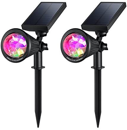 CREATIVE DESIGN Solar Lights Outdoor Colored Solar Spotlight Outdoor, Wall Lights Solar Christmas Lights with Auto On/Off for Garden, Christmas, Holiday Decoration(2 Pack)