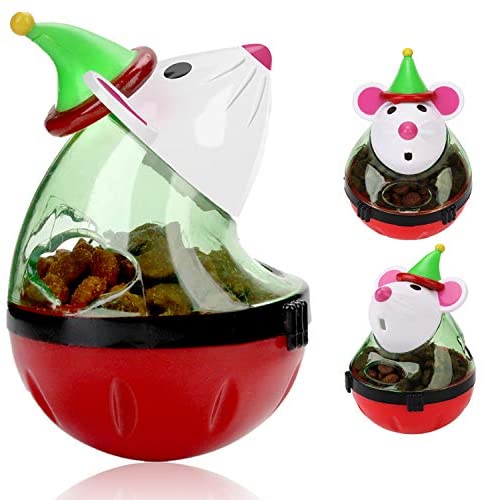 Legendog Cat Christmas Toy, Santa Claus Tumbler Mouse Cat Feeder Toy, Interactive Cat Toys, Cat Puzzle Toy, Christmas Pet Toys for Cats and Puppies, Cat Treat Dispenser Toy