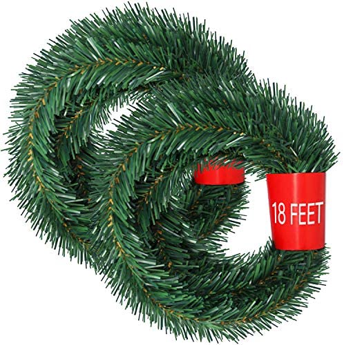 Lvydec 36 Feet Christmas Garland, 2 Strands Artificial Pine Garland Soft Greenery Garland for Holiday Wedding Party Decoration, Outdoor/Indoor Use
