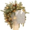 National Tree Company 'Feel Real' Pre-lit Artificial Christmas Mail Box Swag | battery-operated LED Lights | Frosted Artic Spruce - 36 Inch
