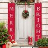 ORIENTAL CHERRY Christmas Decorations Outdoor Indoor - Merry Bright Porch Sign - Red Xmas Decor Banners for Home Wall Door Apartment Party